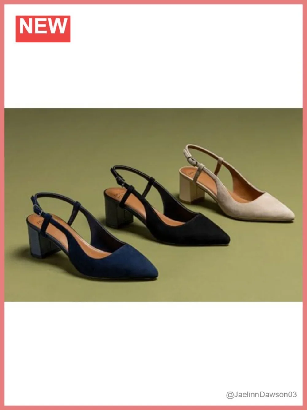 Women's Slingback Pump Heels, Pointed Toe Block Heel with Memory Foam